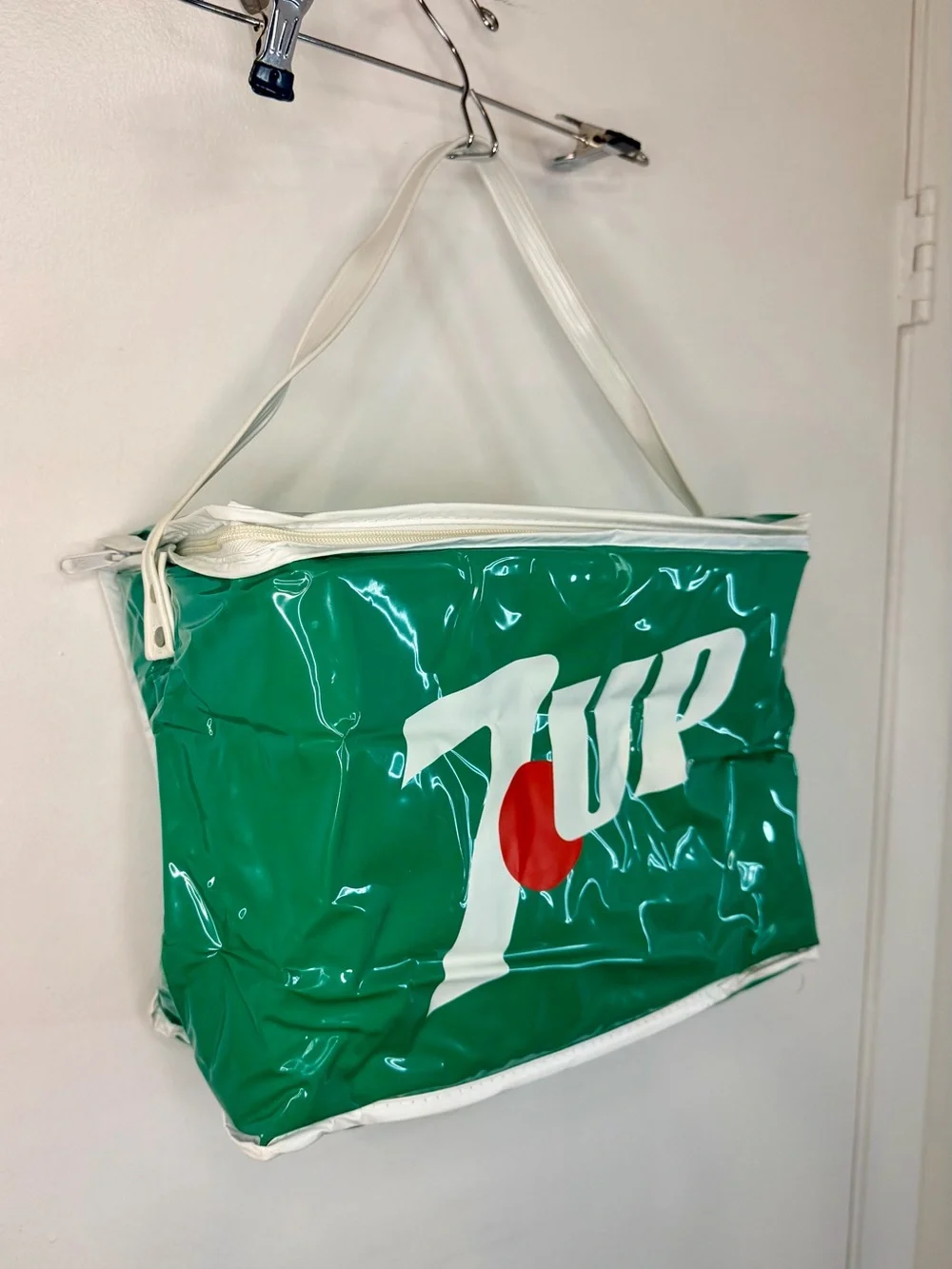 Vintage 7UP Green Vinyl Cooler Tote Bag Promo